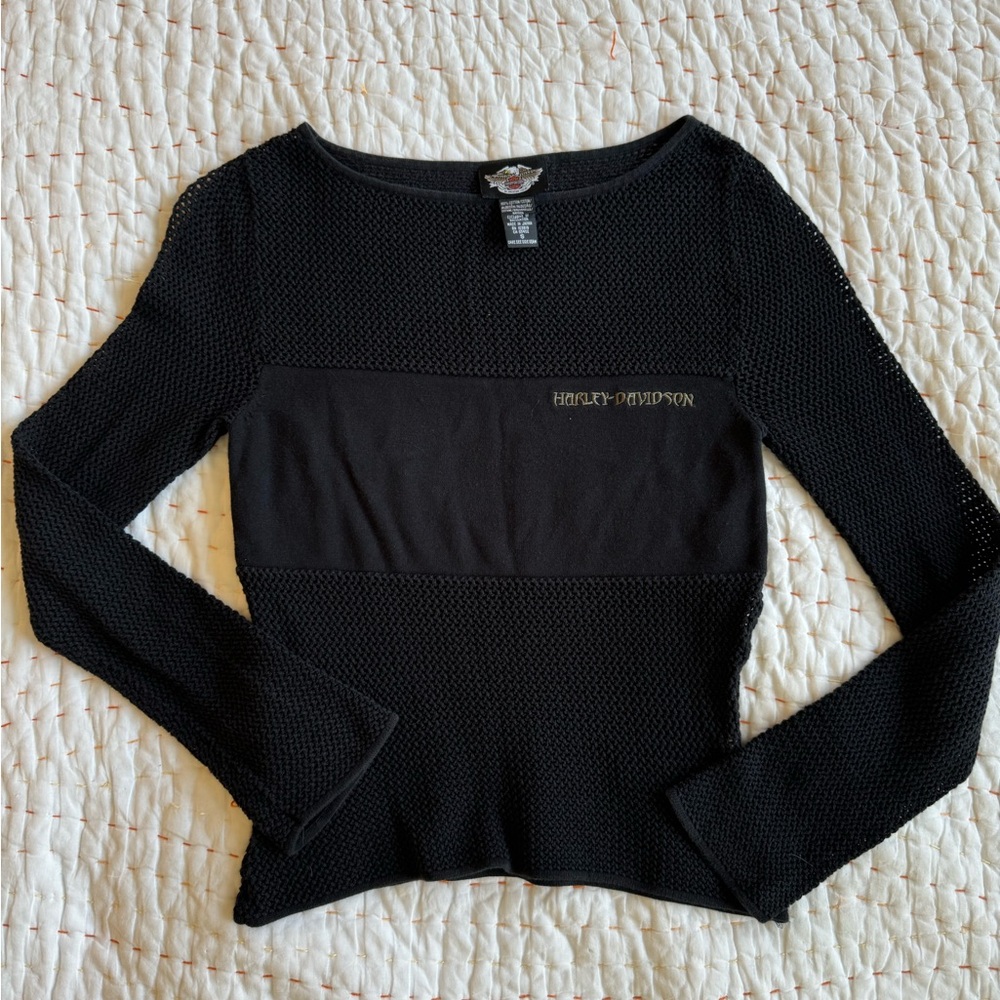 Harley-Davidson Black Fitted Bodysuit Top